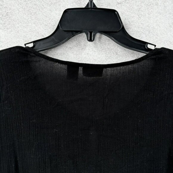 Chicos Top 3 (XL) Pullover Gauzy Sheer Black Elastic Waist Sequins Beaded Blouse - Picture 12 of 16